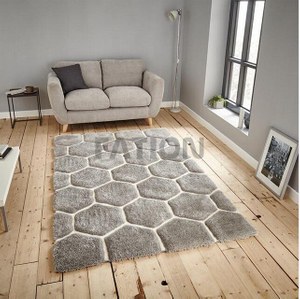 Contemporary Grey Cozy Shag Carpet 3D Effect Area Rugs 